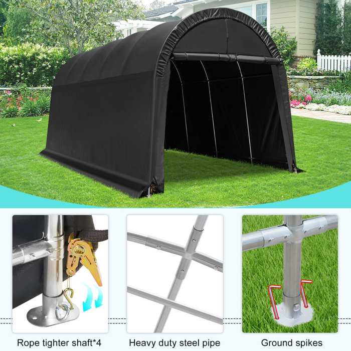 EROMMY 12 Ft. W x 20 Ft. D Garage Heavy Duty Carport Portable Garage